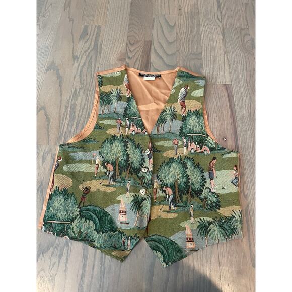 Vintage Golf Vest, Tapestry Design, Chelsea Studio, Large, Sports ~ 220713-MEL 8 - Picture 4 of 9